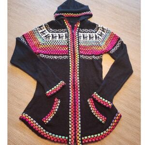 Andean Fair Isle Llama Rainbow Knit Sweater. Peruvian Chullo Boho artisanal